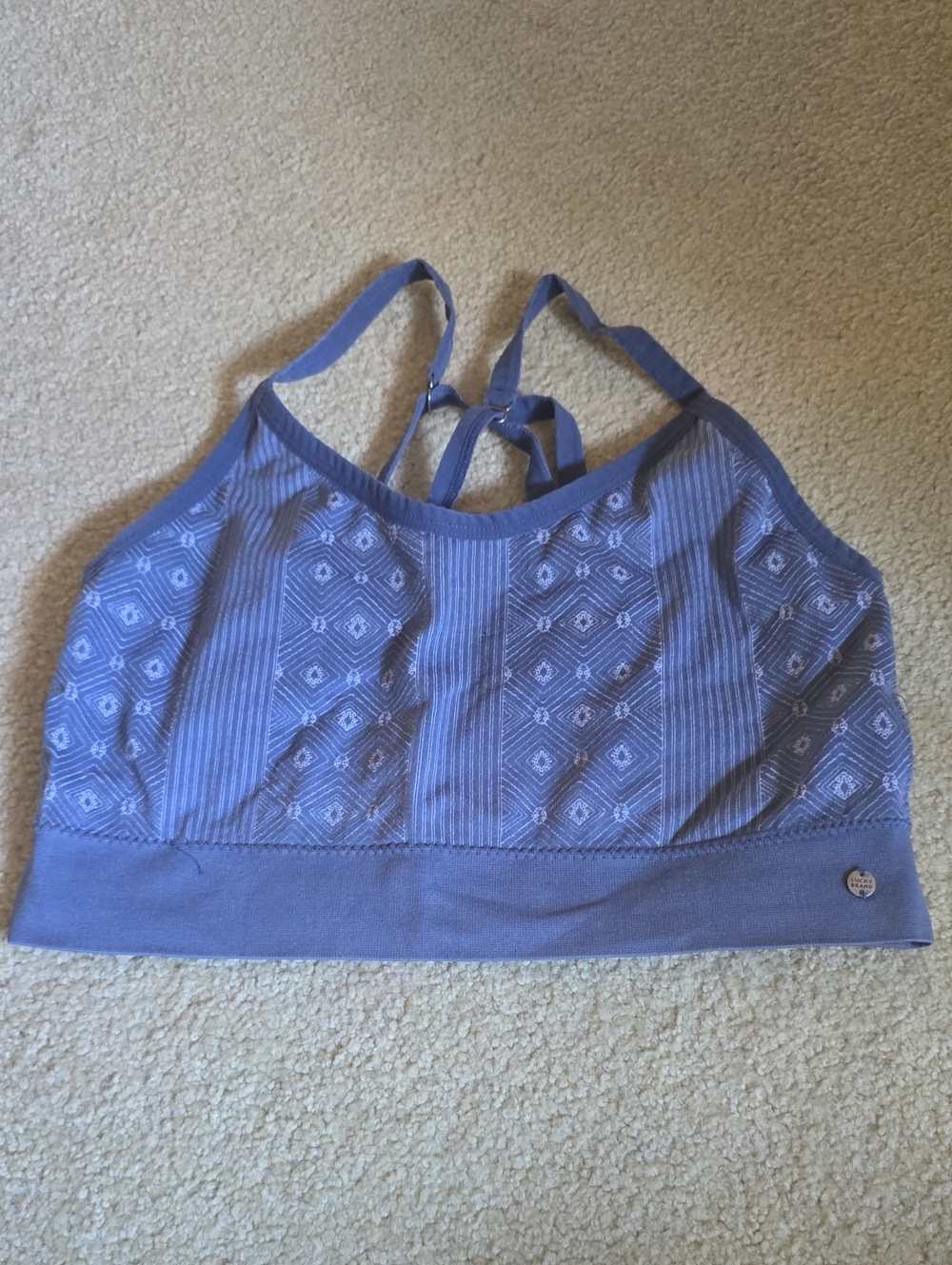 Lucky Brand Lavender And Blue Patterned Sports Bralette NO Padding